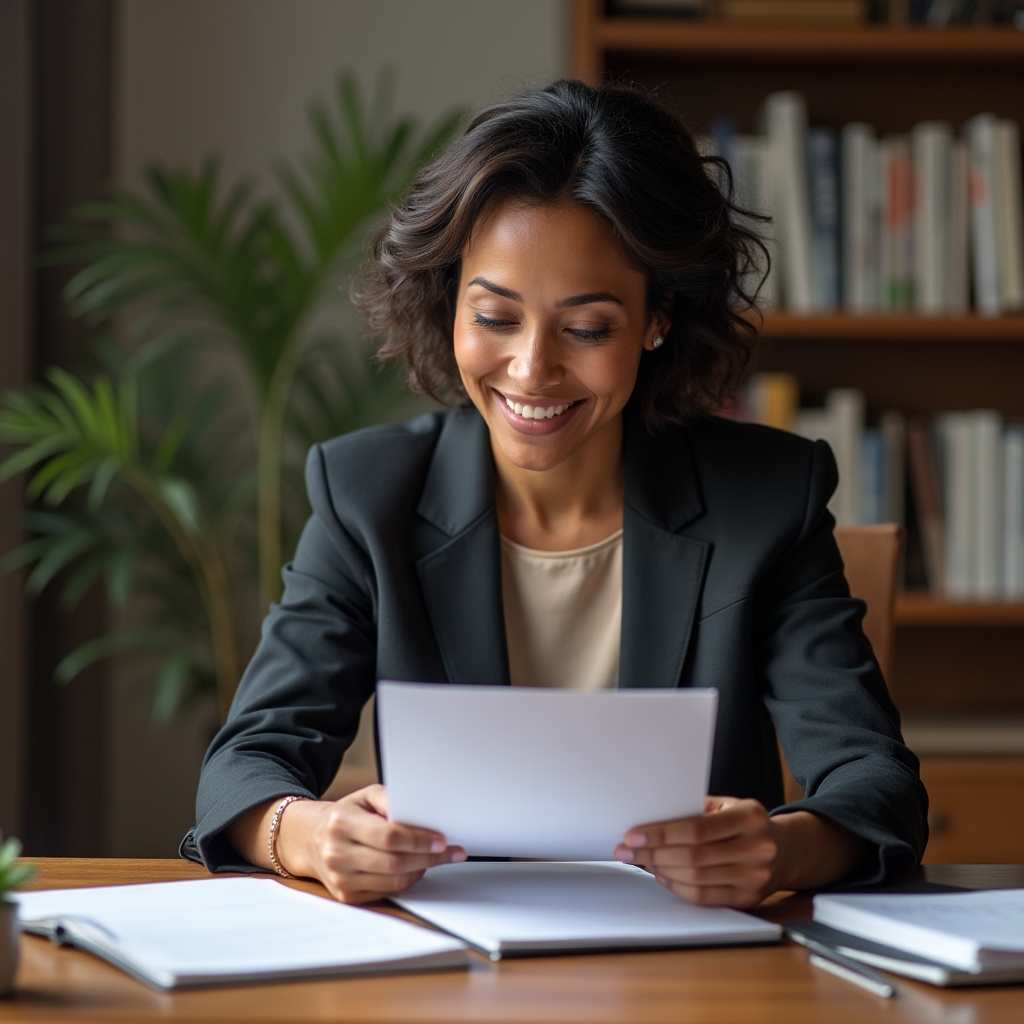 Program lead sitting at a desk reviewing agency case materials