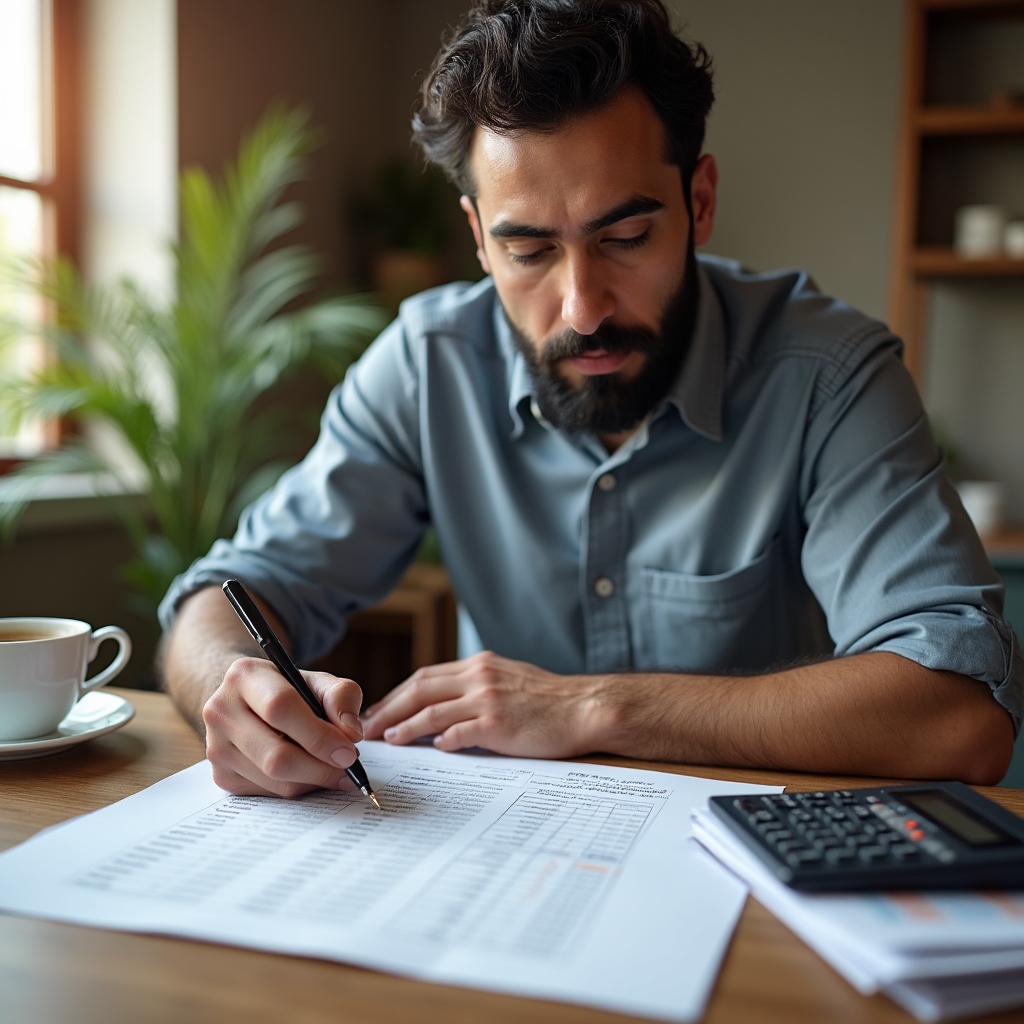 Agency owner filling out a pricing and margin worksheet during a workshop