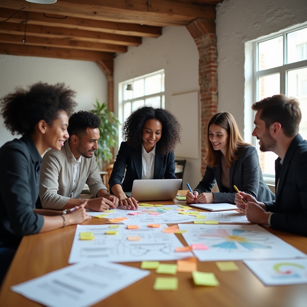 Small agency team working through a session at a shared table